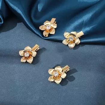 4 шт./набор Заколки для волос с цветком из страз Маленький размер Боковой зажим для женщин Укладка Фото Заколка для волос Темпераментный Боковой зажим Шпилька для волос