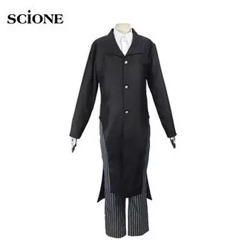 4 шт. наборы аниме Demon Slayer Косплей Kimetsu no Yaiba Enmu Косплей Костюм Черный Униформа Костюм Хэллоуин Карнавальные Наряды Рубашка + Плащ + Брюки + Перчатки S