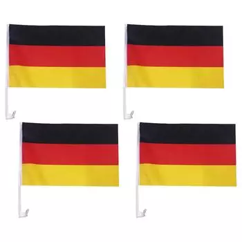 4 шт. Национальный флаг Германии с пластиковым флагштоком, флаг знаменосца, развевающийся флаг 30x45 см, автомобильный флаг De Deu Deutschland