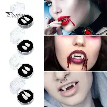 4 шт., накладные зубы для косплея на Хэллоуин с клеем, 4 размера, накладные зубные протезы, костюм для вечеринки, накладные клыки, реквизит для фотосъемки, принадлежности для вечеринок A