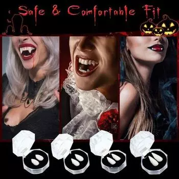 4 шт., накладные зубы для косплея на Хэллоуин с клеем, 4 размера, накладные зубные протезы, костюм для вечеринки, накладные клыки, реквизит для фотосъемки, принадлежности для вечеринок A