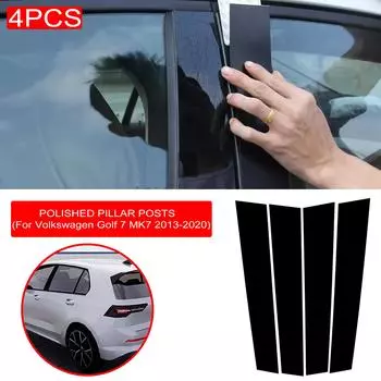4 шт., наклейка на отделку средней стойки окна автомобиля для VW Golf 7 MK7 2013-дверные стойки, оберточная пленка, аксессуары для стайлинга, Прямая поставка