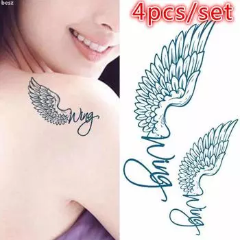 4 шт. наклейки для татуировок модные крылья временные татуировки красные флэш-тату 1pcs