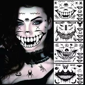 4 шт. наклейки для татуировок на Хэллоуин, ужасная рана, шрам зомби, водонепроницаемые временные татуировки, вечеринка, боди-арт, сделай сам, макияж, наклейка, жуткая атмосфера Хэллоуина 4pcs