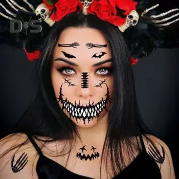 4 шт. наклейки для татуировок на Хэллоуин, ужасная рана, шрам зомби, водонепроницаемые временные татуировки, вечеринка, боди-арт, сделай сам, макияж, наклейка, жуткая атмосфера Хэллоуина 4pcs