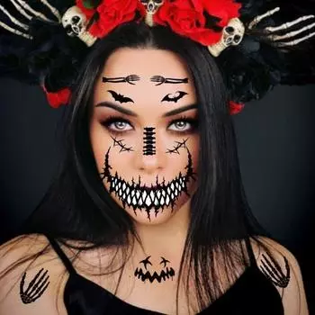 4 шт. наклейки для татуировок на Хэллоуин, ужасная рана, шрам зомби, водонепроницаемые временные татуировки, вечеринка, боди-арт, сделай сам, макияж, наклейка, жуткая атмосфера Хэллоуина 4pcs
