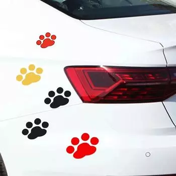 4 шт. Наклейки и переводные картинки для экстерьера автомобиля, милые узоры с животными, отпечатки собачьих лап, наклейки с отпечатками ног, декоративные аксессуары для экстерьера чёрный