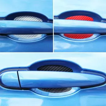 4 шт. Наклейки на дверные ручки автомобиля из углеродного волокна, защитная пленка с защитой от проникновения. 4PCS синий