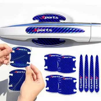 4 шт. Наклейки на дверные ручки автомобиля, устойчивые к царапинам, спортивные защитные наклейки из углеродного волокна, декоративные наклейки, аксессуары для внешнего оформления автомобиля