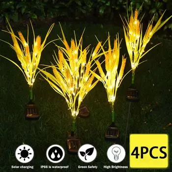 4 шт. наружные светодиодные солнечные пшеничные светильники водонепроницаемые газонные дорожки сельскохозяйственные культуры фонари ночной ландшафт декоративные лампы солнечные пшеничные светильники