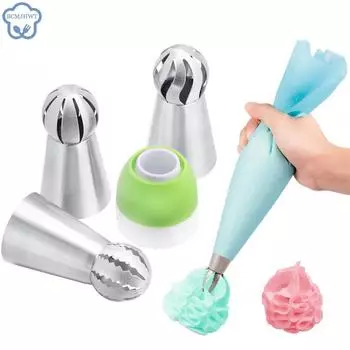 4 шт. Насадки для кондитерских изделий Torch для крема, глазури, насадки для кондитерских изделий, насадки для украшения торта в виде листьев, тюльпанов, роз, насадки для торта, кондитерские изделия 4PCS