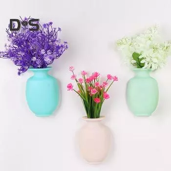 4 шт. настенная пластиковая ваза с крючком для домашнего офиса, внутреннего шкафа, окна, стеклянной двери, настенная гидропонная ваза для цветов, украшение разноцветный