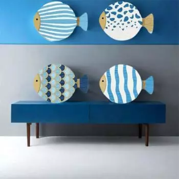 4 шт., настенное украшение в виде морской рыбы, вырезанное вручную, настенное искусство, знаки в виде животных океана, кафе-бар 4pcs