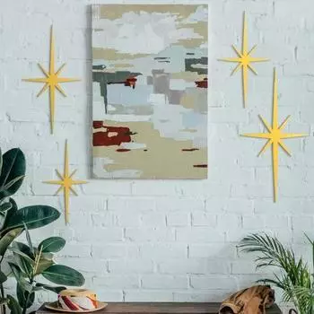 4 шт. настенное украшение в виде звездного взрыва, винтажное, середины века, современное, для домашнего офиса, настенное искусство, 3D-печать, металл серебряный