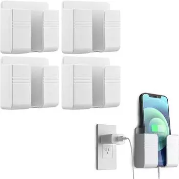 4 шт. настенный держатель для телефона, зарядный держатель для пульта дистанционного управления телевизором, многофункциональный органайзер, кронштейн для хранения без перфоратора