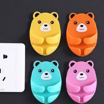 4 шт. настенный крючок для хранения, кронштейн для вилки-медведя, держатель для розетки без проколов, настенный клейкий крючок для кухни, вешалка для ванной комнаты