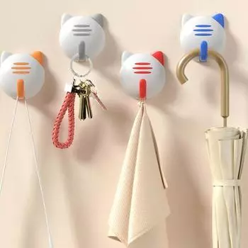 4 шт., настенный крючок с милым котом, клей без дрели, современная многофункциональная одежда, полотенце, сумка-зонт, дверная задняя вешалка, кухонные принадлежности для ванной комнаты