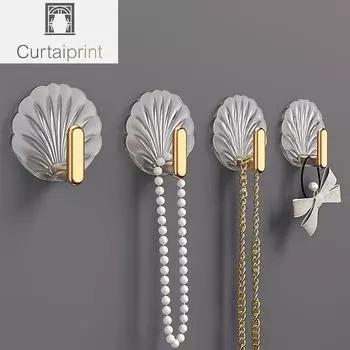 4 шт. настенный крючок в форме ракушки для кухни, ванной комнаты, многофункциональные крючки без дырокола, вешалка для пальто, украшение для дома, крючки в стиле пасты 4pcs