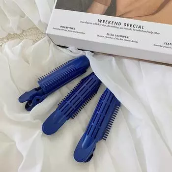 4 шт., натуральные пушистые заколки для волос, вьющиеся пластиковые самозахваты, пушистые заколки для волос с корнем темно-синий