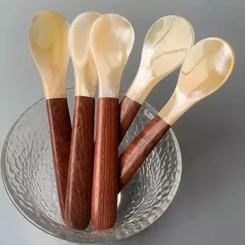 4 шт. Натуральные ракушки Ложки-вилки Крем Кофе Икра Ложка Перламутровые ракушки Ложки для помешивания Чайная ложка Кухонный инструмент 12cm