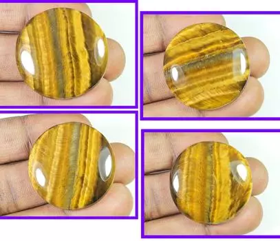 4 шт. натуральный дизайнерский тигровый глаз круглый редкий кабошон россыпью драгоценный камень 31-33 мм RQ-1049