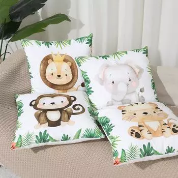 4 шт. Наволочка с изображением льва и тигра для детской спальни, декоративная наволочка для украшения дикой вечеринки, подарок на день рождения для детей