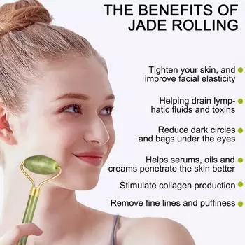 4 шт. Нефритовый ролик и Гуаша, роликовый массажер для лица с скребком Гуаша, нефритовый массажер для лица и шеи - Mother s
