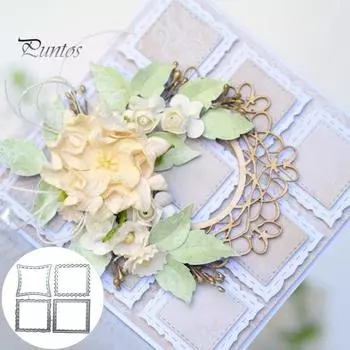 4 шт. Неправильная прямоугольная рамка для резки металла, штамп для скрапбукинга, бумажная форма для рукоделия серебряный