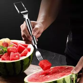 4 шт. Нержавеющая сталь двойной головки арбуза резак специальная функция фруктовый разделитель арбуза кубиками One Size
