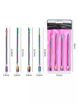 4 шт., нержавеющая сталь, двойной насадочный толкатель для удаления омертвевшей кожи, титановый набор инструментов для нейл-арта серебряный