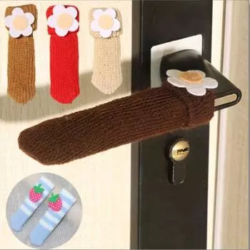4 шт. нескользящая накладка на дверную ручку с милым цветочным узором, защитный чехол для детской ручки, стола, стула, ножки, вязаный чехол