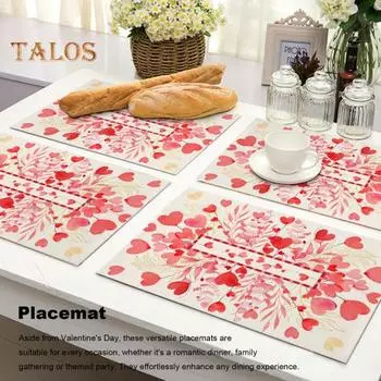4 шт., нескользящие коврики для обеденного стола, чаша, подушечки для чашек кофе, подставки для столовых приборов на день Святого Валентина, 4 шт., домашняя кухня B