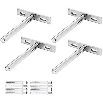 4 шт. невидимые плавающие кронштейны для полки, скрытый светильник, Т-образный настенный кронштейн для полки для крепления деревянных кронштейнов для полки 4pcs