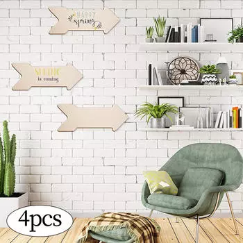4 шт. незавершенная деревянная вывеска, деревянные ломтики, поделки, креативная неокрашенная пустая табличка для вечеринки
