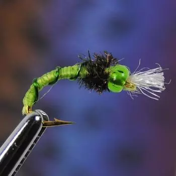 4 шт., нимфа-хирономиды с головкой, наживка для ловли нахлыстом, форель, синежаберный карп #14 зелёный