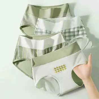 4 шт., нижнее белье с высокой талией, женские хлопковые трусики, дышащие модные трусы с принтом для девочек, трусы больших размеров, женское нижнее белье для похудения XL