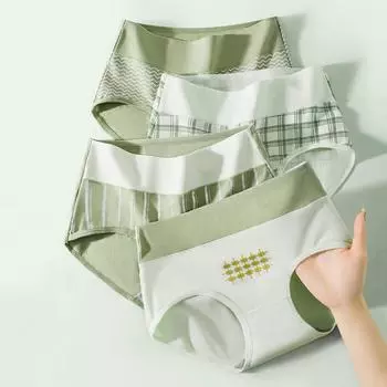 4 шт., нижнее белье с высокой талией, женские хлопковые трусики, дышащие модные трусы с принтом для девочек, трусы больших размеров, женское нижнее белье для похудения M