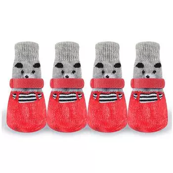 4 шт. носки для домашних животных, противоскользящие, водонепроницаемые, для защиты лап, носки для спорта на открытом воздухе, обувь, сапоги, защитные для собак M красный