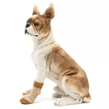 4 шт. носки для собак, нескользящие пинетки для щенков, носки для домашних животных, защитные носки для лап, уличные носки с контролем тяги для горячего/холодного тротуара L кофейный