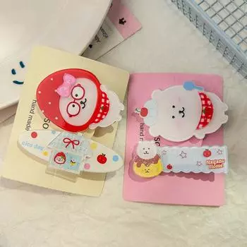 4 шт. Новая акриловая заколка для волос с дизайном белого медведя; Клипса с косой челкой для милых и симпатичных девушек