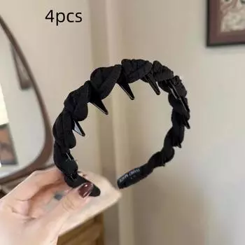 4 шт. Новая милая тканевая повязка на голову с зубчиками и противоскользящим эффектом для женщин, украшение для фиксации волос, повязка на голову, обруч для волос, резинка для волос