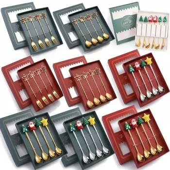 4 шт. новогодняя рождественская ложка-вилка для дома рождественские подарки рождественские украшения Navidad рождественская посуда декор
