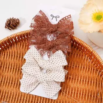 4 шт. Новые кружевные сетчатые заколки-банты для волос, кольца для волос, заколки для волос для детей, модный головной убор, не повреждают волосы, детские аксессуары для волос, подарок Size fits all
