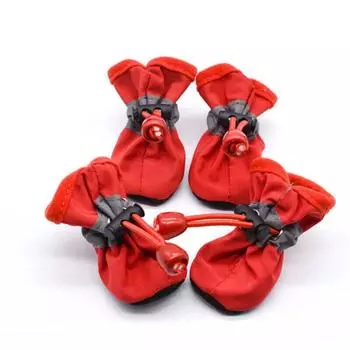 4 шт. Новые щенячьи носки Водонепроницаемые ботинки для дождя и снега Обувь для питомцев Обувь для питомцев Обувь для собак S красный