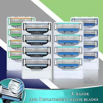 4 шт. новых бритвенных лезвий для Gillettee Mache 3 Turbo Safety Manual Shave Machines для мужчин со сменными лезвиями чёрный
