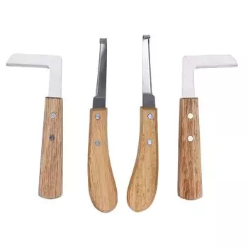 4 шт. нож для копыт из углеродистой стали с деревянной ручкой для левой и правой руки для копыт коров, крупного рогатого скота, лошадей