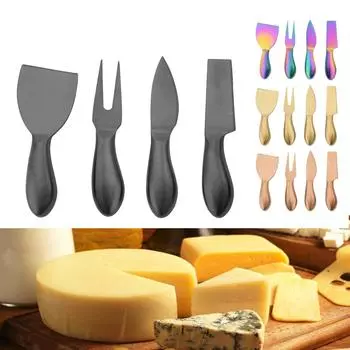 4 шт., нож для резки сыра, набор для нарезки, мини-нож, вилка, столовые приборы из нержавеющей стали, лопаточка для масла, инструменты, кухонные ножи для сыра, набор серебряный