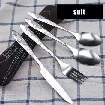 4 шт. ножи из нержавеющей стали, вилка, ложка, семейные туристические столовые приборы для кемпинга, глазные горячий розовый