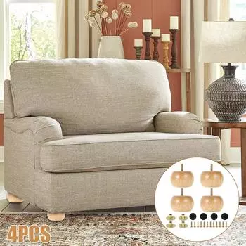 4 шт. ножки для мебели из цельного дерева, круглые, самодельные, сменные, ножки для дивана, ножки для уровня мебели, ножки для шкафа, защита пола