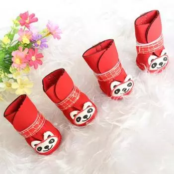 4 шт. обувь для домашних животных, привлекательная износостойкая резиновая обувь для собак в стиле мультяшной панды, обувь для домашних животных 3 красный